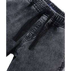 Pine Kids Cotton Rich Stretchable full length denim Joggers  - Black