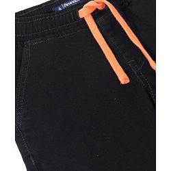 Pine Kids Cotton Rich Stretchable full length denim Joggers with Cargo Pockets - Black