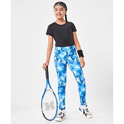 Pine Active Full Length High Stretch Leggings With Shapes Print - Blue