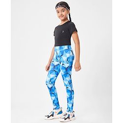 Pine Active Full Length High Stretch Leggings With Shapes Print - Blue