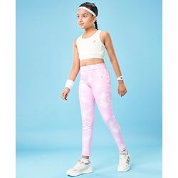 Pine Active Full Length High Stretch Leggings With Pentagon Print - Pink