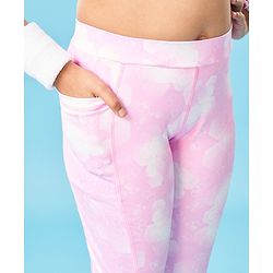 Pine Active Full Length High Stretch Leggings With Pentagon Print - Pink