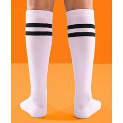 Pine Ative Knee Length Football Socks Striped- White