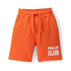Pine Kids Single Jersey Knit Half Sleeves T-Shirt & Shorts Set Palm Tree Print  Blue & Orange