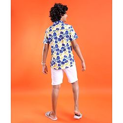 Pine Kids Single Jersey Knit Half Sleeves Shirt & Shorts Set Leaf Print - Multicolor