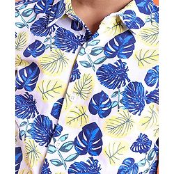 Pine Kids Single Jersey Knit Half Sleeves Shirt & Shorts Set Leaf Print - Multicolor