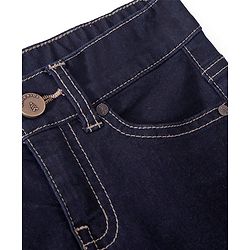 Pine Kids Denim Woven Full Length Washed Jeans Solid Colour - Dark Blue