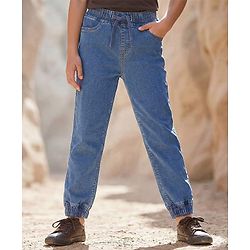 Pine Kids Denim Woven Full Length Washed Jeans- Mid Wash Blue