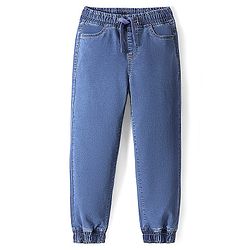 Pine Kids Denim Woven Full Length Washed Jeans- Mid Wash Blue