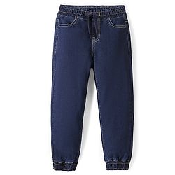 Pine Kids Denim Woven Full Length Washed Jeans- Dark Blue