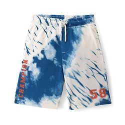 Pine Kids 100% Cotton Knit Above Knee Length Shorts With Text - Blue & White