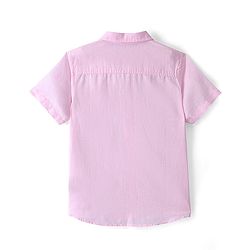 Pine Kids Cotton Linen Half Sleeves Solid Colour Shirt - Light Pink