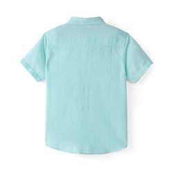 Pine Kids Cotton Linen Half Sleeves Solid Colour Shirt - Mint