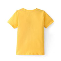 Pine Kids Cotton Knit Half Sleeves T-Shirt Lion Print - Snapdragon Yellow