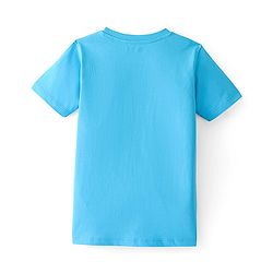Pine Kids Cotton Knit Half Sleeves T-Shirt Lion Print - Blue Atoll