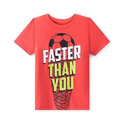 Pine Kids 100% Cotton Knit Half Sleeves T-Shirt Soccer Ball Print - Red Alert