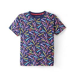 Pine Kids 100% Cotton Single Jersey Knit Half Sleeves Night Suit Shooting Star Print - Navy Blue