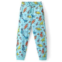 Pine Kids Cotton Knit Half Sleeves Night Suit Dino Print - Blue