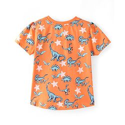 Pine Kids Single Jersey Half Sleeves Night Suit Dino & Stars Print - Orange