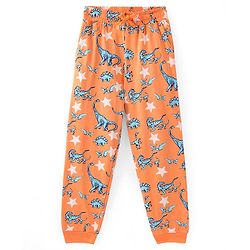 Pine Kids Single Jersey Half Sleeves Night Suit Dino & Stars Print - Orange