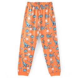Pine Kids Single Jersey Half Sleeves Night Suit Dino & Stars Print - Orange