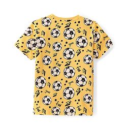 Pine Kids 100% Cotton Knit Half Sleeves Football Printed Night Suit - Yellow