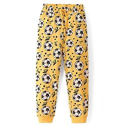 Pine Kids 100% Cotton Knit Half Sleeves Football Printed Night Suit - Yellow