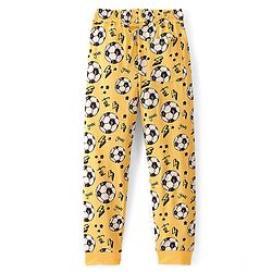 Pine Kids 100% Cotton Knit Half Sleeves Football Printed Night Suit - Yellow