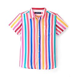Pine Kids Viscose Woven Half Sleeves Striped Shirt - Multicolour