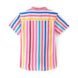 Pine Kids Viscose Woven Half Sleeves Striped Shirt - Multicolour