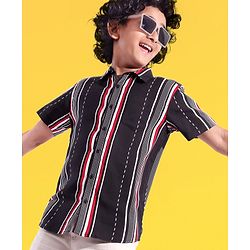 Pine Kids Viscose Woven Half Sleeves Striped Shirt - Multicolour