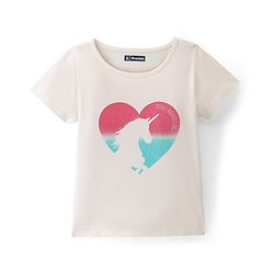 Pine Kids Cotton Half Sleeves T-Shirt Unicorn in Heart Print - Snow White
