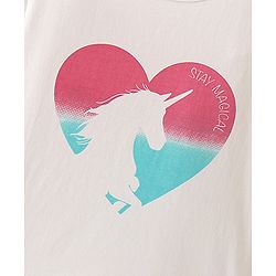 Pine Kids Cotton Half Sleeves T-Shirt Unicorn in Heart Print - Snow White