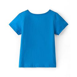 Pine Kids Cotton Half Sleeves T-Shirt Text & Floral Print - Blue