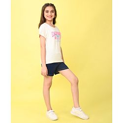 Pine Kids Cotton Half Sleeves T-Shirt California Print - Snow White