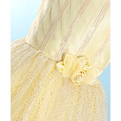 Pine Kids Woven Sleeveless Sequinned Party Frock with Floral Applique - Yellow