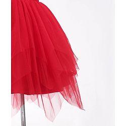 Pine Kids Woven Frill Sleeves Floral Embroidered Party Dress with Sequin Detailing - Scarlet Red