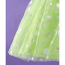 Pine Kids Woven Half Sleeves Party Frock With Polka Dot Print-Green