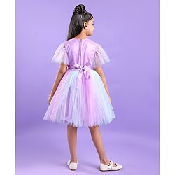 Pine Kids Half Sleeves Party Frock With Sequin Detailing - Pink
