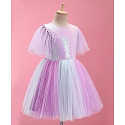 Pine Kids Half Sleeves Party Frock With Sequin Detailing - Pink