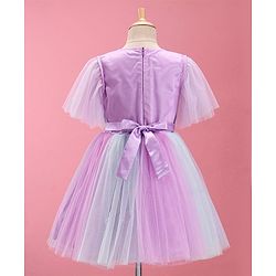 Pine Kids Half Sleeves Party Frock With Sequin Detailing - Pink