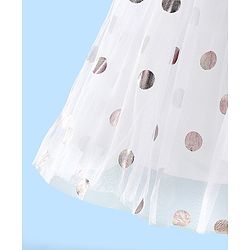 Pine Kids Woven  Sleeveless Party Frock With Polka Dot Print-White
