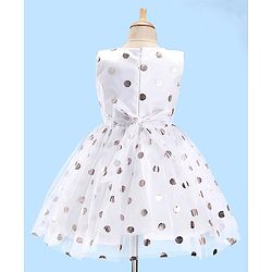 Pine Kids Woven  Sleeveless Party Frock With Polka Dot Print-White