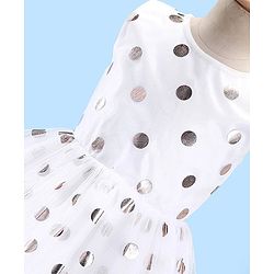 Pine Kids Woven  Sleeveless Party Frock With Polka Dot Print-White