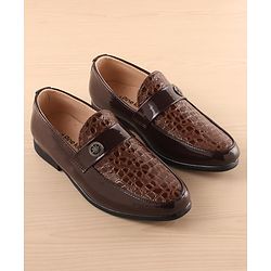 Pine Kids Slip On Party Wear Shoes - Dark Brown