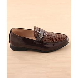 Pine Kids Slip On Party Wear Shoes - Dark Brown