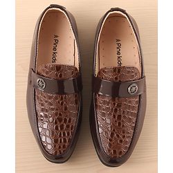 Pine Kids Slip On Party Wear Shoes - Dark Brown