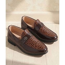 Pine Kids Slip On Party Wear Shoes - Dark Brown