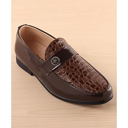 Pine Kids Slip On Party Wear Shoes - Dark Brown