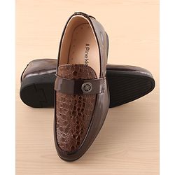 Pine Kids Slip On Party Wear Shoes - Dark Brown